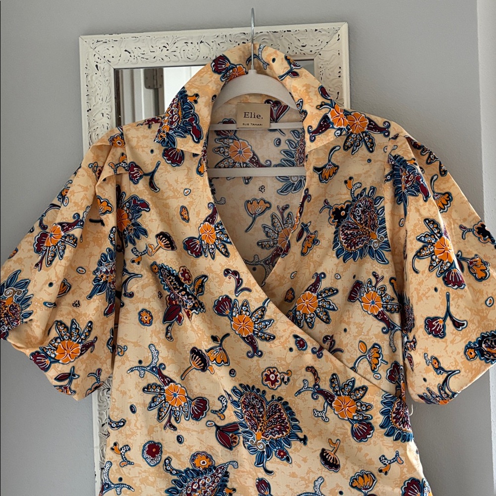 Beautiful Ellie Tahari pull over blouse with darling puffed sleeves - Picture 3 of 8